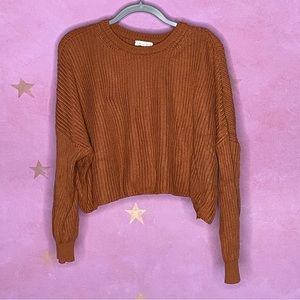 Stolen Hearts Burnt Orange Pullover Cropped Oversized Sweater S/M